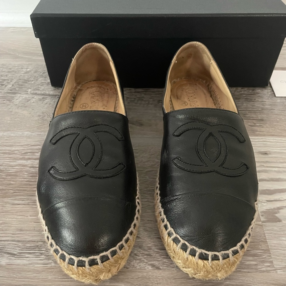 Chanel Espadrilles Lambskin Black Size 36